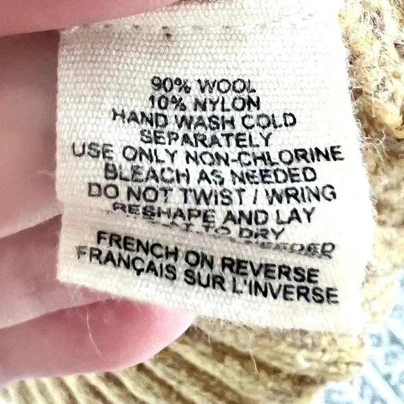 Anthropologie Moth Wool Pom Pom Mustard Yellow Wool Knit Pull Over Sweater Small - Picture 8 of 8